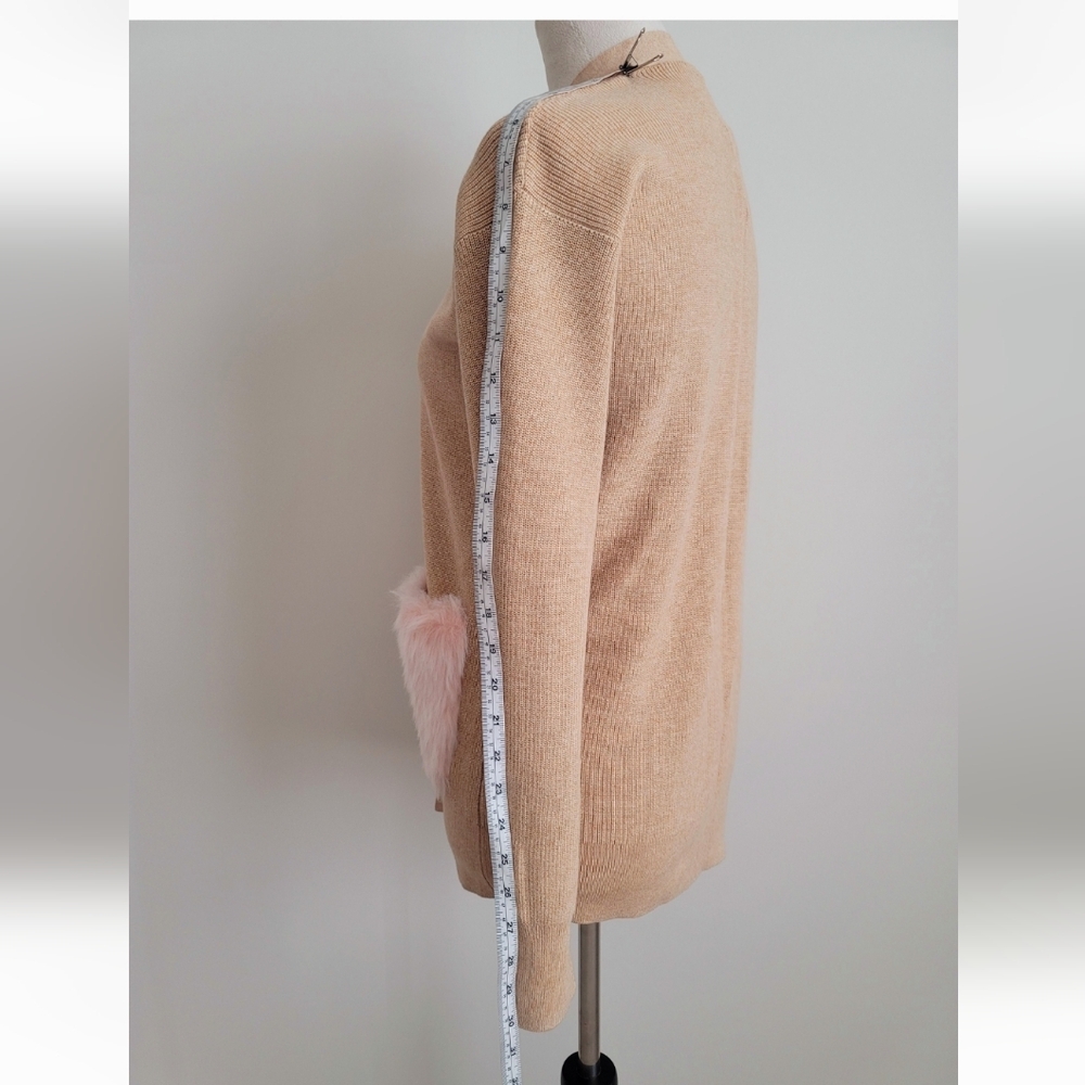 NWT Crewcuts Girls Long Cardigan Sweater with PINK Faux Fur Pockets 16(Girl) - Picture 10 of 13